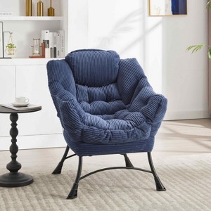 Racxily Lazy Chair with Ottoman, Navy Blue Ergonomic Lounge Chair - Soft Upholstered Modern Accent Chair for Corner/Reading Small Space - 1 of 4