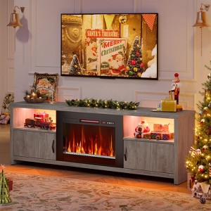 Bestier 71" Modern Fireplace TV Stand for TVs up to 75", LED Entertainment Center Gaming TV Console with 23" Remote Control Electric Fireplace - 1 of 4
