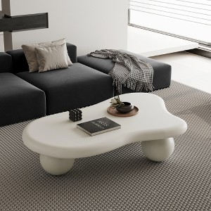 47" MDF Coffee Table with Cloud-Shaped Top and 3 Ball Legs with Child-Safe Rounded Corners and Easy Assembly - 1 of 4