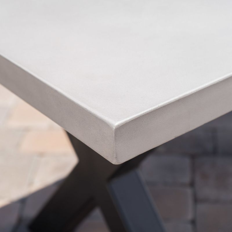 Goleta Rectangular & Iron Concrete Dining Table - White - Christopher Knight Home, 4 of 6