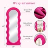 Beautyolove 24 in. W x 63 in. H Irregular Pink Wood Framed Full Length Floor Mirror Wavy Full Body Mirror - 4 of 4