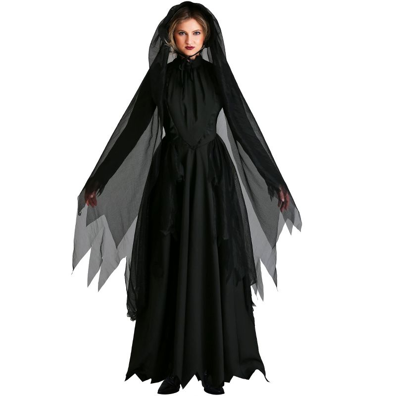 HalloweenCostumes.com 1X  Women  Plus Size: Lady in Black Ghost Costume, Black, 1 of 3