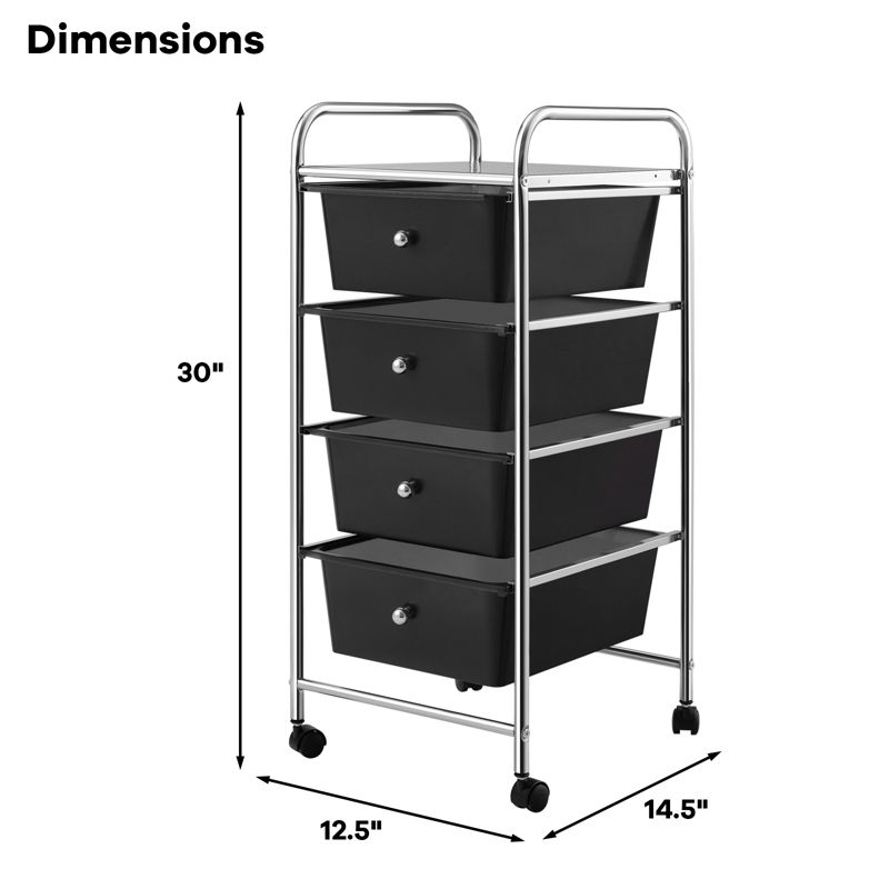 Tangkula 4 Drawer Cart Storage Container Bins with wheels for Home&School&Office, 5 of 11