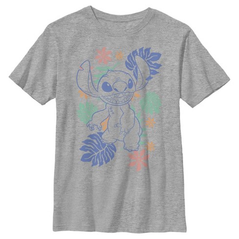 Boy's Lilo & Stitch Colorful Tropical Flowers T-shirt : Target