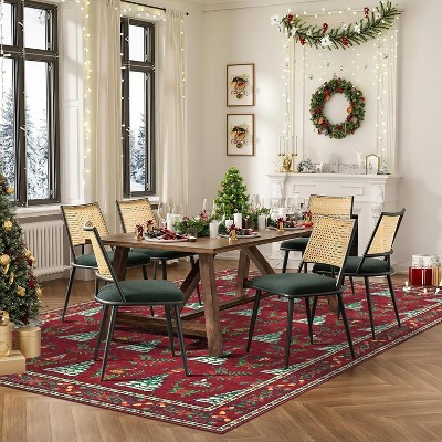 GustoWave Soft Low Pile Festive Washable Christmas Area Rug for Xmas Holiday Living Room Bedroom Decor, Red