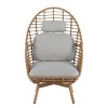 Outdoor Wicker Patio Egg Chair With Cushions, Backrest Swivel Accent Chair, All-Weather Patio Furniture for Backyard or Balcony-Maison Boucle - 3 of 4