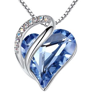 Leafael Infinity Love Heart Pendant Necklace Birthstone Crystal Jewelry Gifts for Women, Silver-tone, 18"+2" - 1 of 4