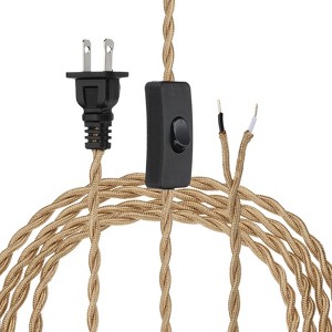 Unique Bargains Vintage Twisted Cloth Covered Lamp Wire with Switch Button and Plug - 1 of 4