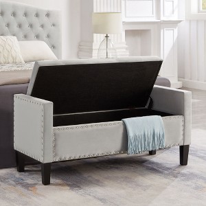 Kumasinova 48" End of Bed Storage Bench with Tufted Button,Velvet Entryway Bench with Nailhead Trim,Storage Ottoman Bench with Arms for Living Room - 1 of 4