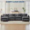 Sectional Sofa, Corduroy Cloud Couch with Movable Ottoman & Throw Pillows,  L/U-Shaped Sofa, for Living Rooms, Offices, Bedroom, Apartment - 4 of 4