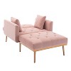 CAINAS 3-in-1 Convertible Accent Chair Bed with Adjustable Back&2 Pillows,Luxury Velvet Armchair Chaise Lounge for Living Room&Bedroom - 3 of 4