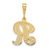 Black Bow Jewelry 14k Yellow Gold, Maci Collection, LG Filigree Script Initial R Pendant - 3 of 4