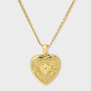 14K Gold Dipped Heart Charm Initial Necklace - A New Day™ Gold - 1 of 4