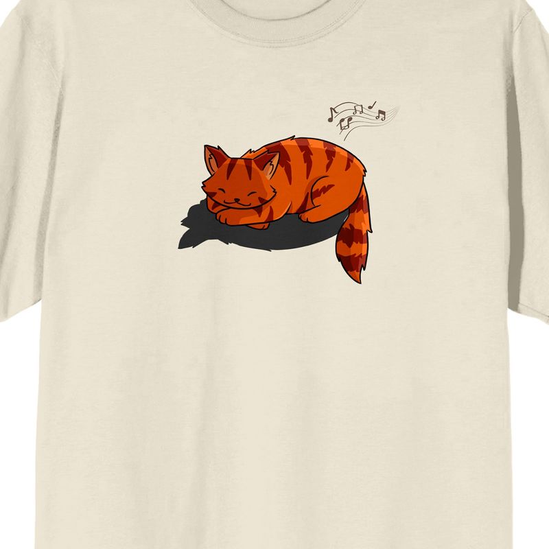LOFI Girl Orange Cat Napping Crew Neck Short Sleeve Natural Men's T-shirt, 2 of 5