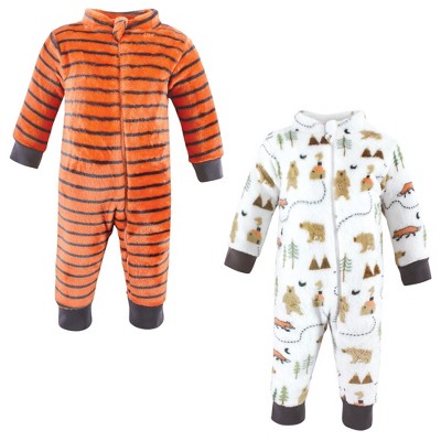Image of Hudson Baby Infant Boy Plush Jumpsuits, Camping, 12-18 Months
