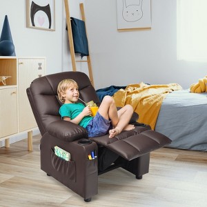 Infans Kids Youth Recliner Chair PU Leather w/Cup Holders & Side Pockets - 1 of 4