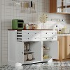 55" Farmhouse Buffet Cabinet,Coffee Bar Sideboard with 4 Doors & 4 Drawers, Adjustable Shelf Storage for Kitchen, Living Room,Hallway - 4 of 4