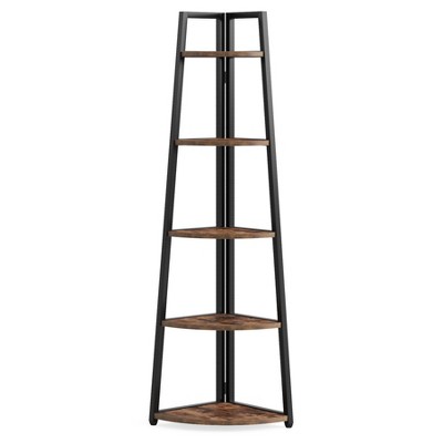 Lirago,5-Tier Corner Ladder Shelf-Compact Storage for Living Room, Office, or Balcony,Brown