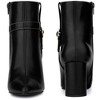 BLISSFUL STEP Women's Pointed Toe Block Chunky Heel Buckle Decor Ankle Boots - 2 of 4