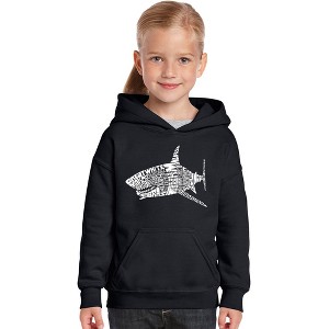 LA Pop Art Girl's Word Art Hooded Sweatshirt - SPECIES OF SHARK - 1 of 4