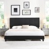 APRILSOUL King Size Upholstered Platform Bed Frame with Button Tufted Linen Fabric Headboard, Wood Slat Support - 2 of 4