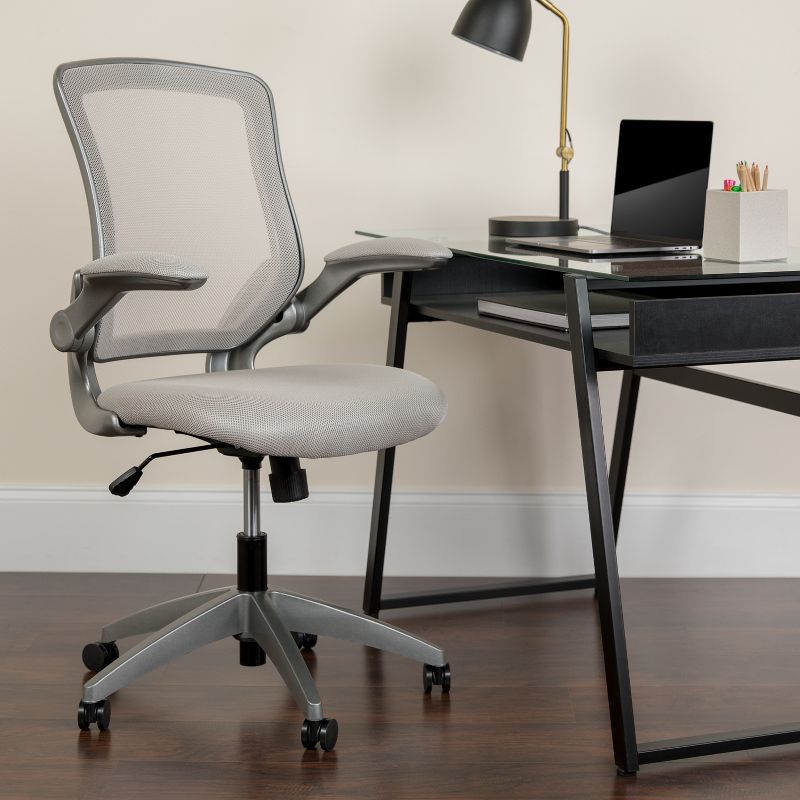 Flash Furniture Mid-Back Mesh Swivel Ergonomic Task Office Chair with Gray Frame and Flip-Up Arms, 3 of 15
