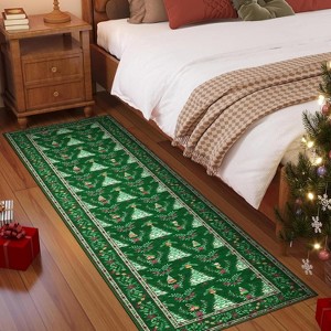 Christmas Area Rugs for Living Room Bedroom Xmas Tree Festival Winter Decorations Rugs Soft Foldable Accent Rug - 1 of 4