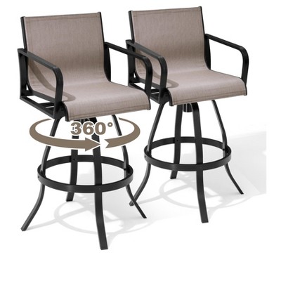 Pellebant Outdoor Indoor All-weather Swivel Barstool Patio Bar Stools (Set of 2)