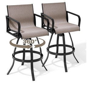 Pellebant Outdoor Indoor All-weather Swivel Barstool Patio Bar Stools (Set of 2) - 1 of 4