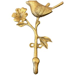 Slickblue Distressed Gold Bird Hook, 3 Design Options, Wall Hook, Decorative, Metal, Style 1-3 - 1 of 3
