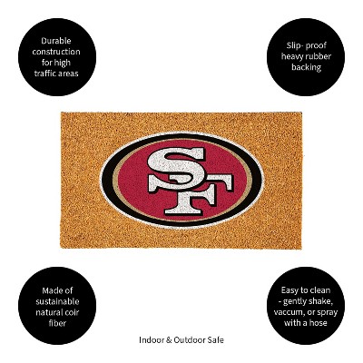 EvergreenNFLSan Francisco 49ers Logo Natural Coir 28 x 16 Inches Indoor Outdoor Doormat