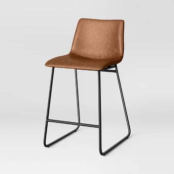 Bowden Faux Leather Counter Height Barstool Caramel - Threshold™