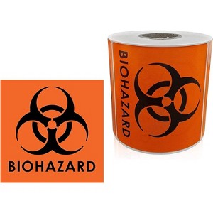 KOVOT - 500 Stickers - 4"x4" Orange Biohazard Logo Warning Labels - 1 of 4