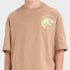 Boys' Jurassic Park Embroidered Front and Back Graphic Oversized Short Sleeve T-Shirt - Brown - 2 of 4