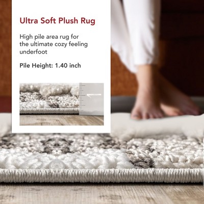 Beige Braided Spot Shag Synthetic 4' x 6' Area Rug
