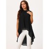 INSPIRE CHIC Women's Casual Tie Back Asymmetrical High Low Sleeveless Mock Neck Flowy Blouse - 3 of 4