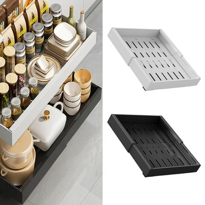 Expandable Pull Out Cabinet Organizer Heavy Duty Slide Out Drawers Fixed With Adhesive Expandable Cabinet Pull Out Shelves For Kitchen Pantry Bathroom