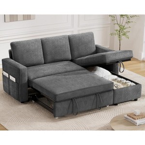 Dyonery 81-inch sleeper sofa bed, pull-out sofa, reversible storage lounge chair, combined L-shaped sofa bed with side pockets, tool-free assembly - 1 of 4