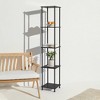 Brightech Aria Modern Dimmable (Includes LED Light Bulb) Wireless Charging Column Shelf Floor Lamp Polished Black Wood - 2 of 4