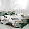Boersma 3 Pieces Green Gold Tropical Duvet Cover Set Botanical Palm Leaves Pattern Microfiber Hawaiian Plant Bedding Set With 2 Pilowcases King - 2 of 4
