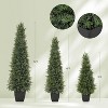 2 Pack 3FT Artificial Cedar Topiary Trees, UV Resistant Bushes Potted Pine Trees for Front Porch Garden, Faux Shrubs Plants - 3 of 4