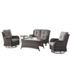 Gymojoy 5 Piece Outdoor Wicker Loveseat Sofa with Patio Swivel Glider Chairs with Coffee Table and Side Table - 2 of 4