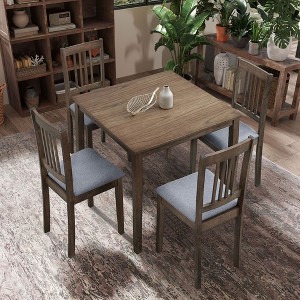VYNXARIA Wooden Dining Table Set,Mid Century Modern Square Wooden Kitchen Table and Upholstered Dining Chairs for Dining Room, Kitchen - 1 of 4