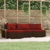 vidaXL Patio Lounge Set - 4-Piece Outdoor Sectional Sofa Set - Brown Poly Rattan with Cushions - Ideal for Garden, Deck, Patio - 2 of 4