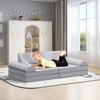 TopComfy Sectional Sofas 8-Piece Modular Kids Play Sofa Convertible Multi-Purpose Couch for Playroom and Bedroom, Grey, 56"*28"*18" - 2 of 4