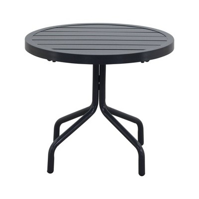 Santa Fe 20" Round Side Table Aluminum Slat Top - Silver - Courtyard Casual