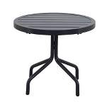 Santa Fe 20" Round Side Table Aluminum Slat Top - Dark Gray - Courtyard Casual
