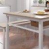 Farmhouse Dining Set for 4, 3-Piece Kitchen Table with 2 Benches & Storage Rack, White Oak MDF Table with Metal Frame, for Home & Restaurant - 3 of 4