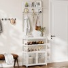 Garvee Coat Rack Shoe Storage 72.8in Hall Tree with Doors Narrow Coat Tree Shoe Shelf Organizer with 7 Hooks for Entryway Bedroom and Mudroom,White - 3 of 4