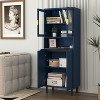 KWPZQEB 4-Tier Storage Cabinet, Storage Bookcase with Glass Door and Adjustable Shelves, Farmhouse Display Cabinet for Home & Office - 2 of 4